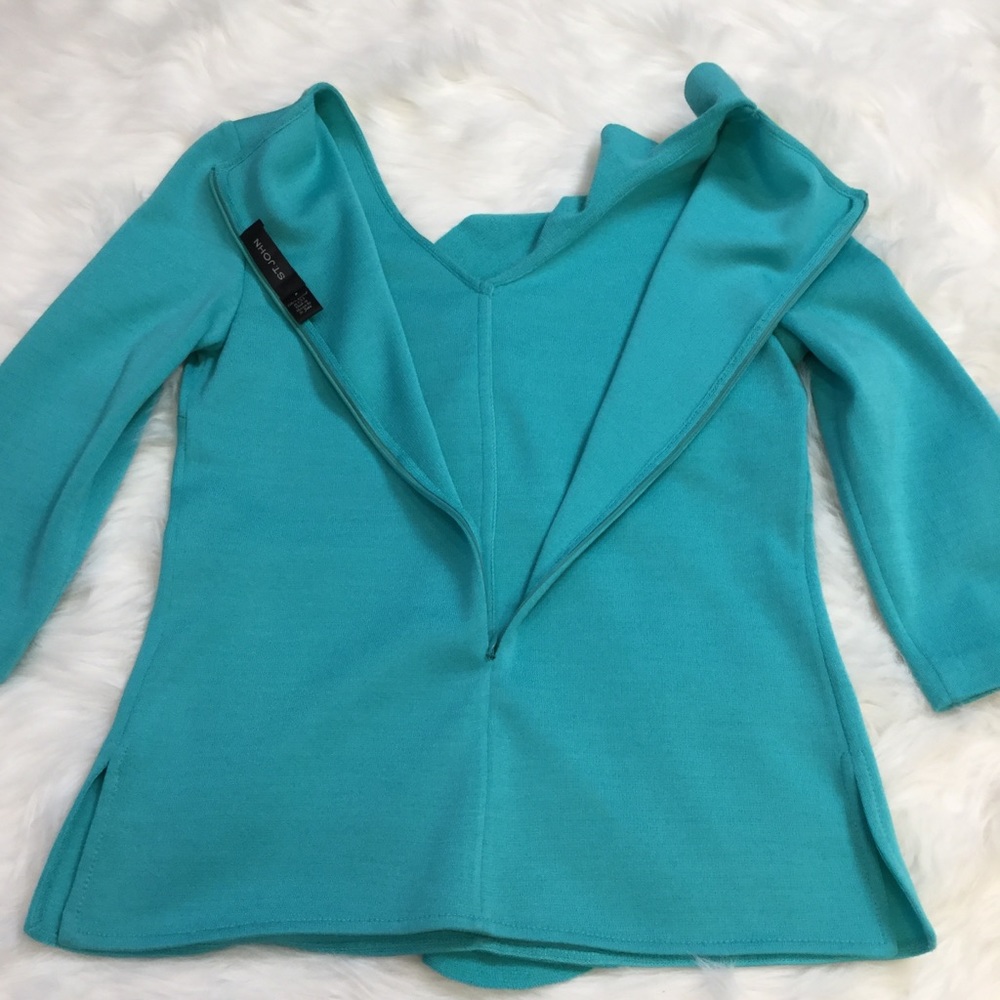 St. John Turquoise Ruffle Top - Picture 6 of 7